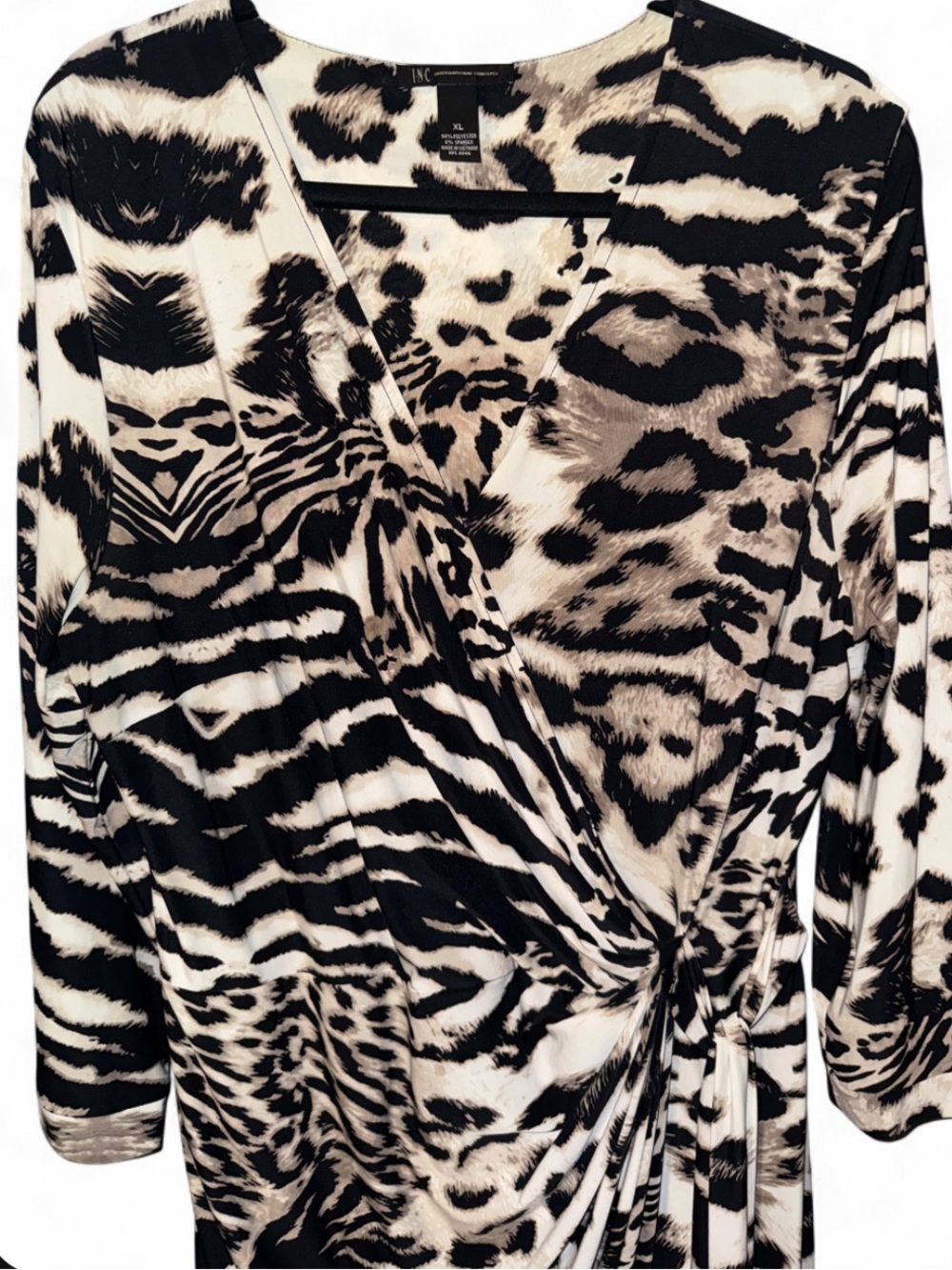 INC International Concepts Leopard Print Dress In Black and Cream XL - Picture 7 of 8